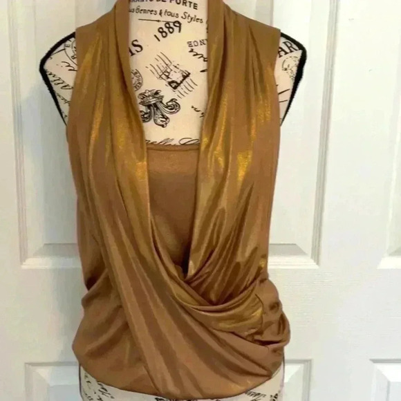 Femme Gold Metallic Top  in Size Small - Picture 2 of 5